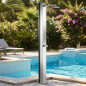 Doccia solare in acciaio inox con 1 soffione quadrato | Doccia efficiente per piscine e giardini