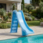 Toboggan piscine en polyester renforcé fibre de verre, hauteur 1,8 m