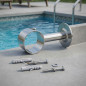 Suporte reto com placa de aço inoxidável | Compatível com corrimãos de Ø 43 mm | Acessórios para piscina