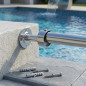 Suporte reto com placa de aço inoxidável | Compatível com corrimãos de Ø 43 mm | Acessórios para piscina