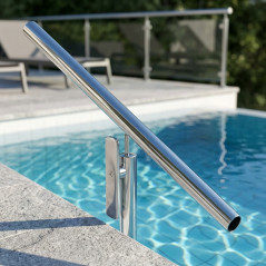 Pasamanos Recto para Piscinas | 1 Metro | Un Extremo Tapado y Otro Abierto | Pasamanos de Acero Inoxidable