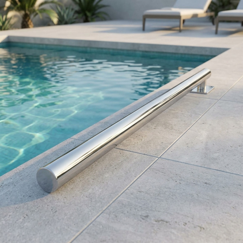 Pool 1m Straight handrail for swimming pools, 1m - One end covered and one end open
