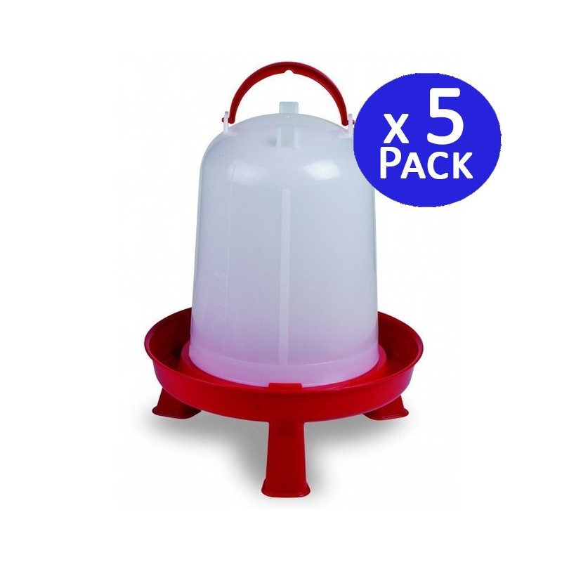 5 x Abreuvoir poulet 8 litres rouge, abreuvoir Portable pour volaille 32 x 37 cm