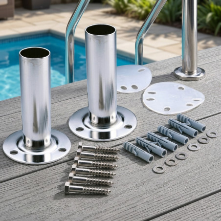 Âncora removível com placa | Compatível com escadas de piscina | Tubo de 43 mm de diâmetro | Fácil instalação