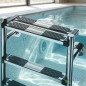 Schwimmbeckenleiter mit geteiltem Unterteil | 4 Stufen + Sicherheitsstufe | Leiter mit verstärkten Stufen Schwimmbeckenleiter mit geteiltem Unterteil | 4 Stufen + Sicherheitsstufe | Leiter mit verstärkten Stufen