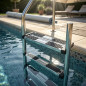 Schwimmbeckenleiter mit geteiltem Unterteil | 4 Stufen + Sicherheitsstufe | Leiter mit verstärkten Stufen Schwimmbeckenleiter mit geteiltem Unterteil | 4 Stufen + Sicherheitsstufe | Leiter mit verstärkten Stufen