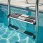 Schwimmbeckenleiter mit geteiltem Unterteil | 4 Stufen + Sicherheitsstufe | Leiter mit verstärkten Stufen Schwimmbeckenleiter mit geteiltem Unterteil | 4 Stufen + Sicherheitsstufe | Leiter mit verstärkten Stufen