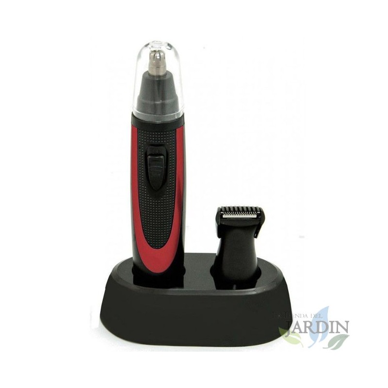 Rasoio per Peli di Naso, Orecchie e Basette. Include una testina per rifinire le basette e la barba Rasoio per Peli di Naso, Orecchie e Basette. Include una testina per rifinire le basette e la barba