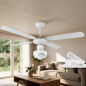 Orbegozo ceiling fan with light 105 cm | 4 reversible blades | 3 speeds | white
