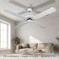Ventilador de techo Orbegozo sin luz CF07132B 60W | Ventilador de 4 Aspas Reversibles Blanco con 3 Velocidades
