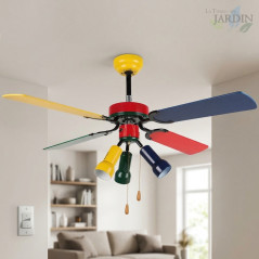 Ventilador de Teto Orbegozo | Luz LED | 4 Lâminas Multicoloridas | 3 Velocidades | Estilo Personalizado