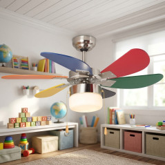  Orbegozo Deckenventilator mit Licht, 6 mehrfarbige Flügel, 3 Geschwindigkeiten