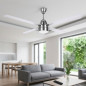 Deckenventilator Orbegozo mit Licht und Fernbedienung, 4 Flügel, Edelstahl. Deckenventilator Orbegozo mit Licht und Fernbedienung, 4 Flügel, Edelstahl.