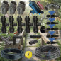 Kit de irrigação por gotejamento para jardins de até 100 m². Inclui tubulação e acessórios de instalação para conexão a uma torn Kit de irrigação por gotejamento para jardins de até 100 m². Inclui tubulação e acessórios de instalação para conexão a uma torn
