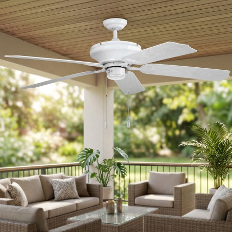  Orbegozo Deckenventilator für den Außenbereich, 5 Flügel, PVC, 3 Geschwindigkeiten, 60 W, weiß.