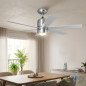 Ventilador de teto com luz e controle remoto, 6 pás, 65 W, 3 velocidades | Potente e silencioso Ventilador de teto com luz e controle remoto, 6 pás, 65 W, 3 velocidades | Potente e silencioso