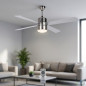Ventilador de teto Orbegozo com luz e controle remoto, 4 pás, 3 velocidades, prata | Compacto e funcional