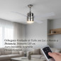 Ventilador de teto Orbegozo com luz e controle remoto, 4 pás, 3 velocidades, prata | Compacto e funcional