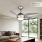 Ventilador de teto com luz e controle remoto, 5 pás, 55 W de potência, 3 velocidades | Design eficiente