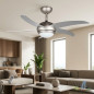 Ventilateur de plafond avec éclairage et télécommande, 5 pales, puissance 55 W, 3 vitesses | Conception efficace