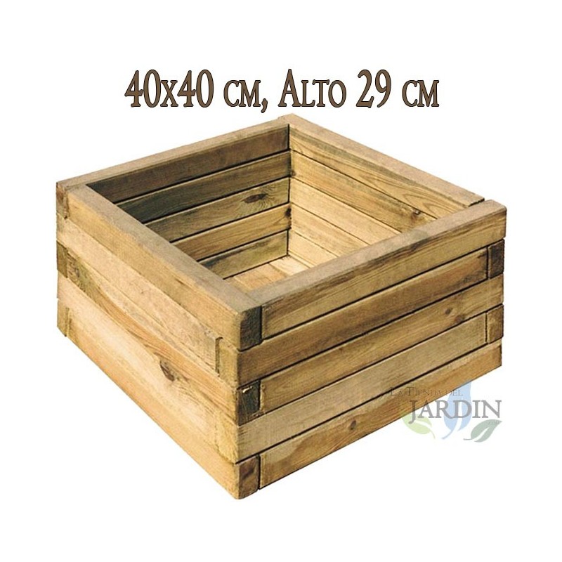 Macetero cuadrado de madera 40x40 cm, alto 29 cm, ideal para decoración de jardín y plantas Macetero cuadrado de madera 40x40 cm, alto 29 cm, ideal para decoración de jardín y plantas
