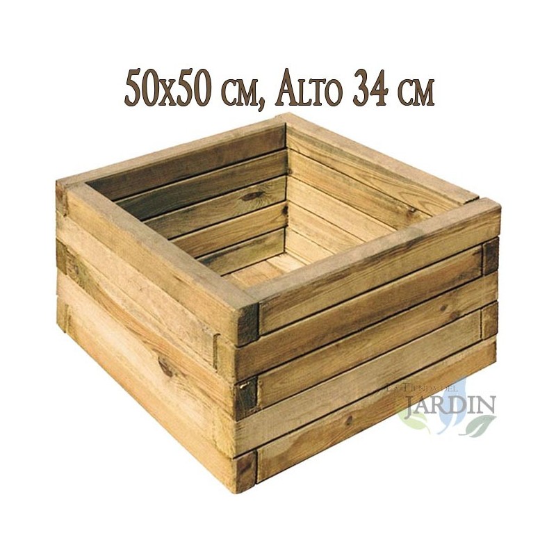 Jardinière en bois pour jardin et terrasse 50x50 cm, hauteur 34 cm