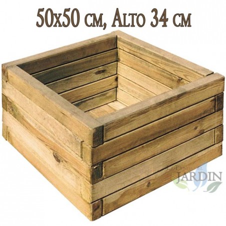 Square wooden planter 50x50 cm, height 34 cm