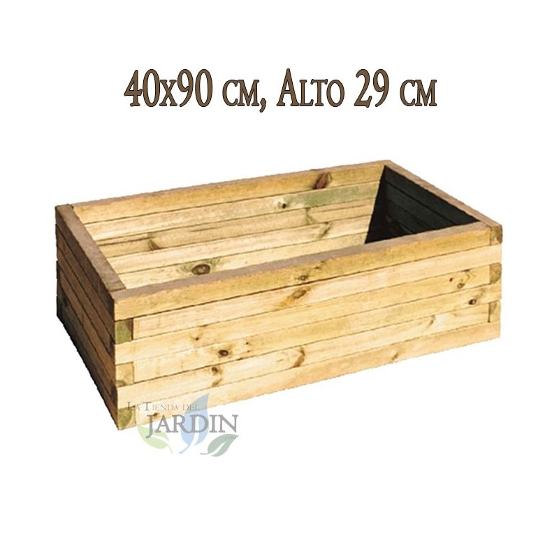 Jardinière en bois pour jardin et terrasse 40x90 cm, hauteur 29 cm