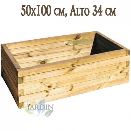Jardinière en bois pour jardin et terrasse 50x100 cm, hauteur 34 cm