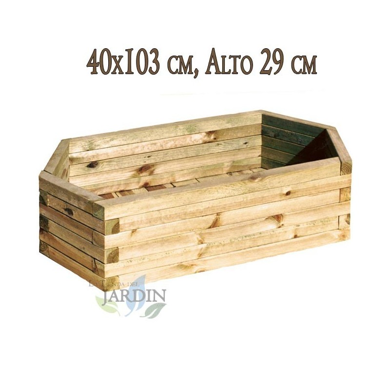 Macetero de madera 40x103 cm, alto 29 cm