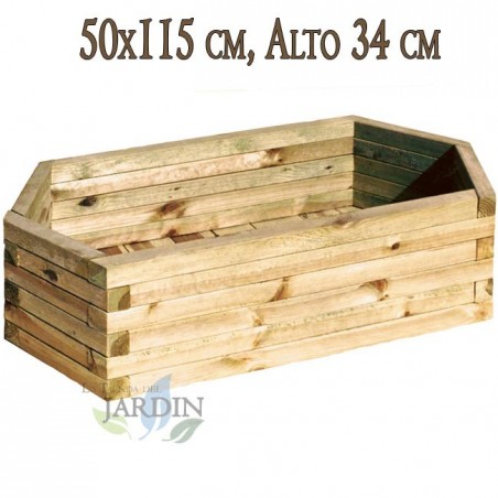 Macetero de madera 50x115 cm, alto 34 cm