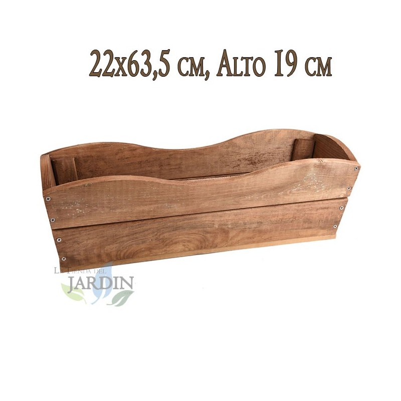 Jardinière en bois de chêne pour jardin et terrasse 22x63 cm, hauteur 19 cm