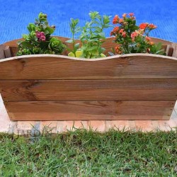 Jardinière en bois de chêne pour jardin et terrasse 22x63 cm, hauteur 19 cm