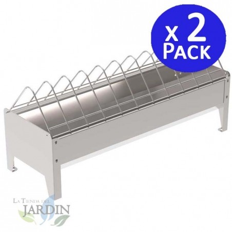 2 Stück Futtertröge für Hühner Metall ohne Beine 56x20x26 cm, Ideal für die Fütterung von Vögeln im Freien