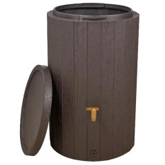 Regenwassertank in Holzoptik, 230 Liter | Dekorativer Tank, 57 x 93 cm | Regenwasserspeicher