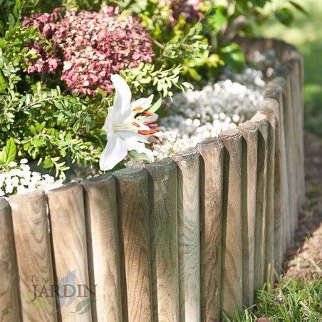 Bordura flexible de madera 40 x 7 x 250 cm, ideal para decoración y delimitación de jardines
