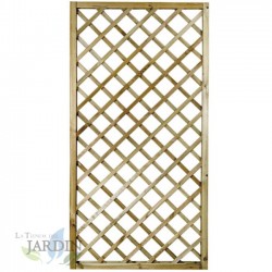 Panneau treillis en bois 50x180 cm, carrés de 9 cm. Panneau de bois décoratif, Séparation des espaces, Décoration de jardin