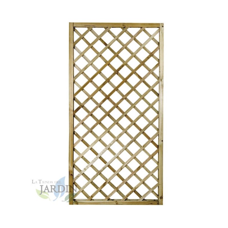 Panneau treillis en bois 50x180 cm, carrés de 9 cm. Panneau de bois décoratif, Séparation des espaces, Décoration de jardin