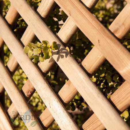 Panel de Celosia de Madera 45x180 cm | Cuadros 4 cm | Decoración de Ambientes Interior o Exterior | Celosia Decorativa Jardin