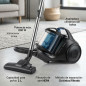 Aspirapolvere a cilindro senza sacco | 800 W | Capacità 2 litri | Aspirazione potente ed efficiente | Design compatto e facile d
