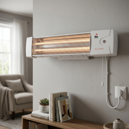 Radiateur infrarouge Poêle à quartz  Fixation murale. Puissance maximale 1200W. 2 barres