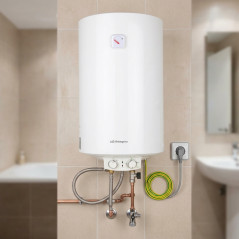 Chauffe-eau électrique Orbegozo 1500W 50 litres. Température maximale 75ºC. Pose verticale. Faible consommation