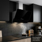 Sino de vidro preto Orbegozo | 230 W | Iluminação LED | Extração de fumaça | 90 x 37,5 x 87-135 cm Sino de vidro preto Orbegozo | 230 W | Iluminação LED | Extração de fumaça | 90 x 37,5 x 87-135 cm