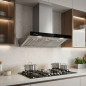 Orbegozo Cooker Hood with Black Glass Front | 105W | LED Lighting | Smoke Extraction | 90 x 50 x 70.5-118.5 cm
