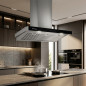Campana con Frontal en Cristal Negro Orbegozo | 105W | Iluminación LED | Extracción de Humos | 90 x 50 x 70,5-118,5 cm