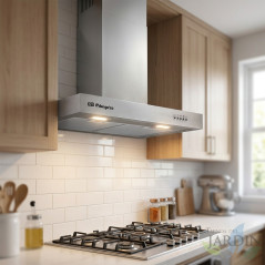Cappa decorativa in ACCIAIO INOX Orbegozo. Classe energetica B. 2 Filtri in alluminio. Motore da 190 W. Dimensioni: 70x50x58-