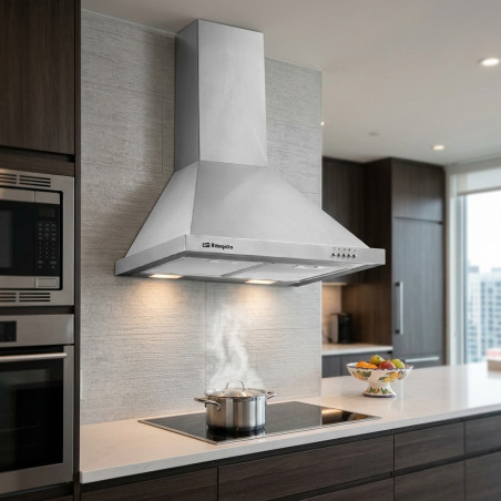 Campana Decorativa Inox Orbegozo, Motor 190W, Clase Energética B, 3 Niveles de Potencia, 2 Filtros, Ancho 70 cm