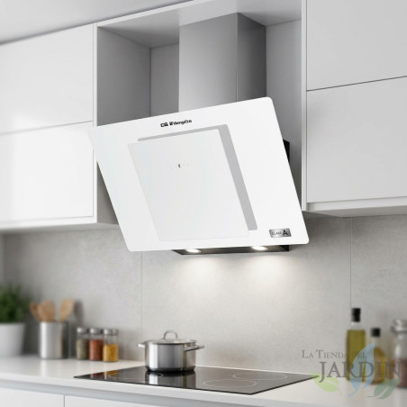 WEISS Orbegozo 300W dekorative Glashaube. Energieklasse A. Maße: 69,5 x 40,5 x 47 cm.