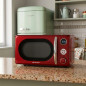 Microonde vintage con grill 20L 900W Orbegozo | Microonde da banco rotante rosso | Microonde a convezione con 10 livelli di pote
