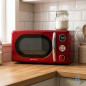 Microonde vintage con grill 20L 900W Orbegozo | Microonde da banco rotante rosso | Microonde a convezione con 10 livelli di pote
